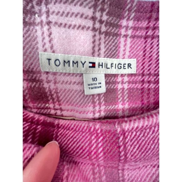 RARE Tommy Hilfiger Pink Tartan Plaid Wool Pleated Skirt Size 10 - Picture 6 of 14